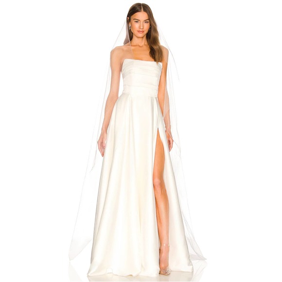 Sau Lee Dresses & Skirts - NWT Sau Lee x REVOLVE White Heidi Bridal Gown Satin Strapless Wedding Dress